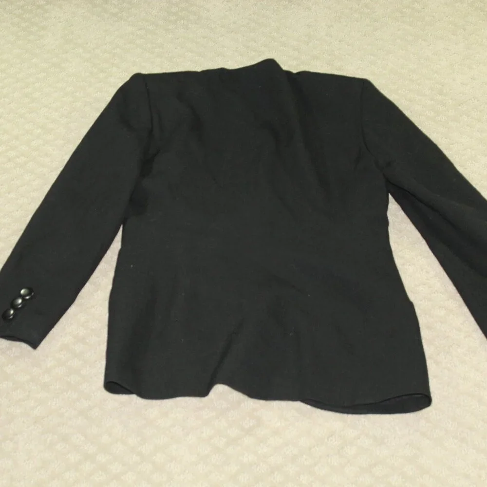 Vintage Womens Size 4 Christian Dior Black Single Button Blazer Lined COA